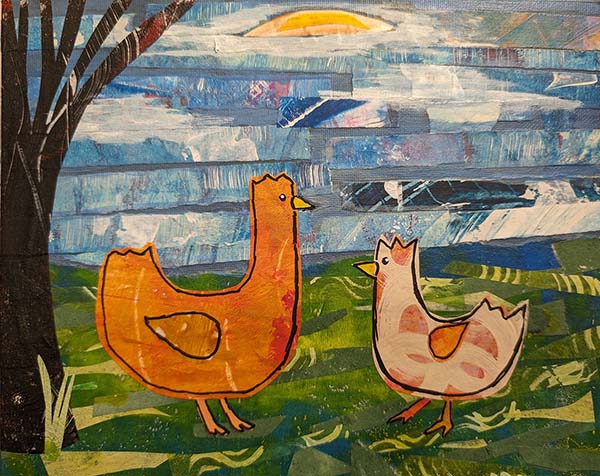 Two Chicks - collage by Colleen Miller