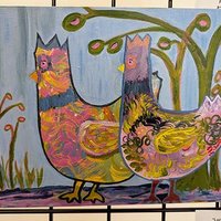 Lucy and Ethel - Chickens Painting