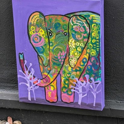 Elephant Luck - Mixed Media Work